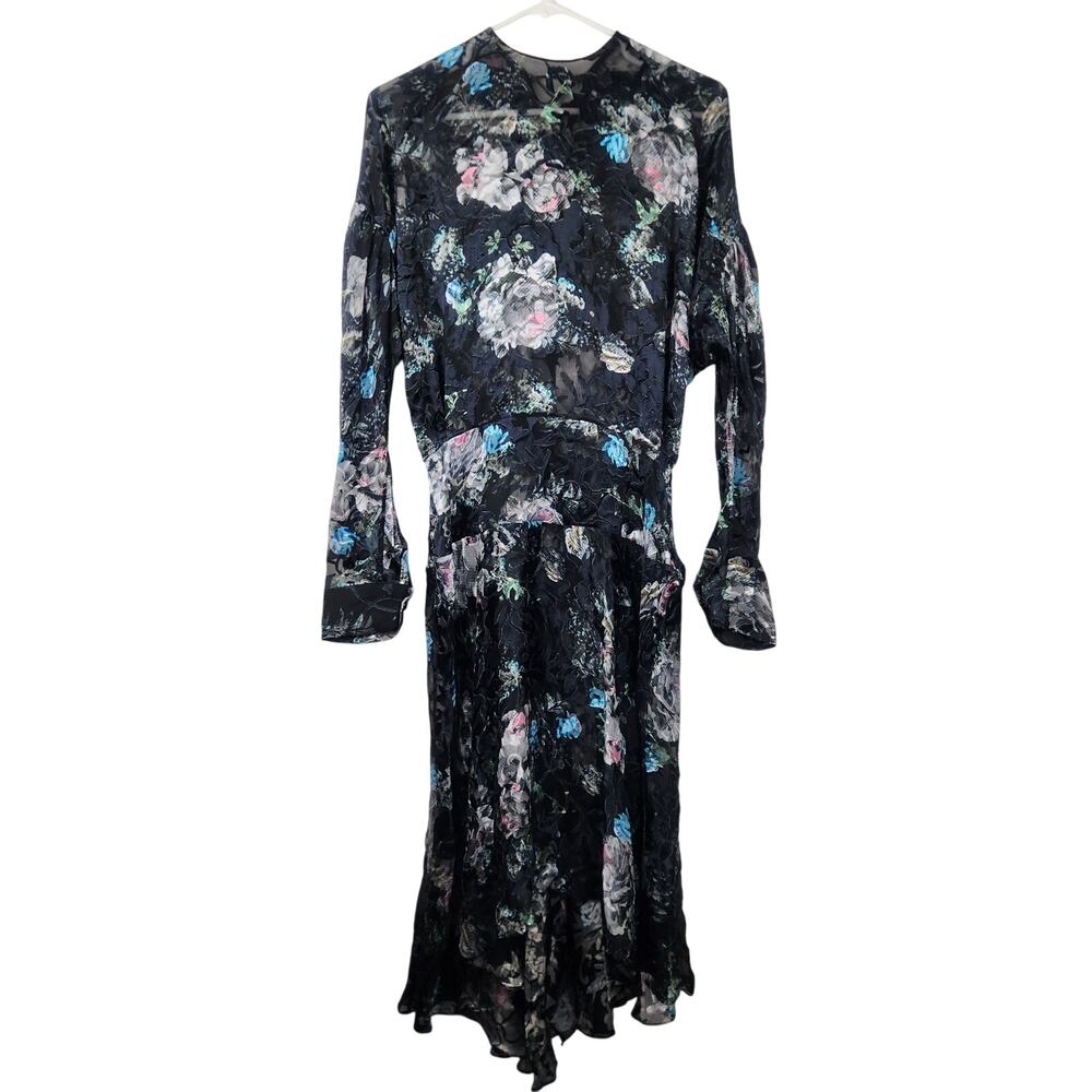Preen by Thornton Bregazzi Floral Dress Black Size XS Long Sleeve *Missing Slip*